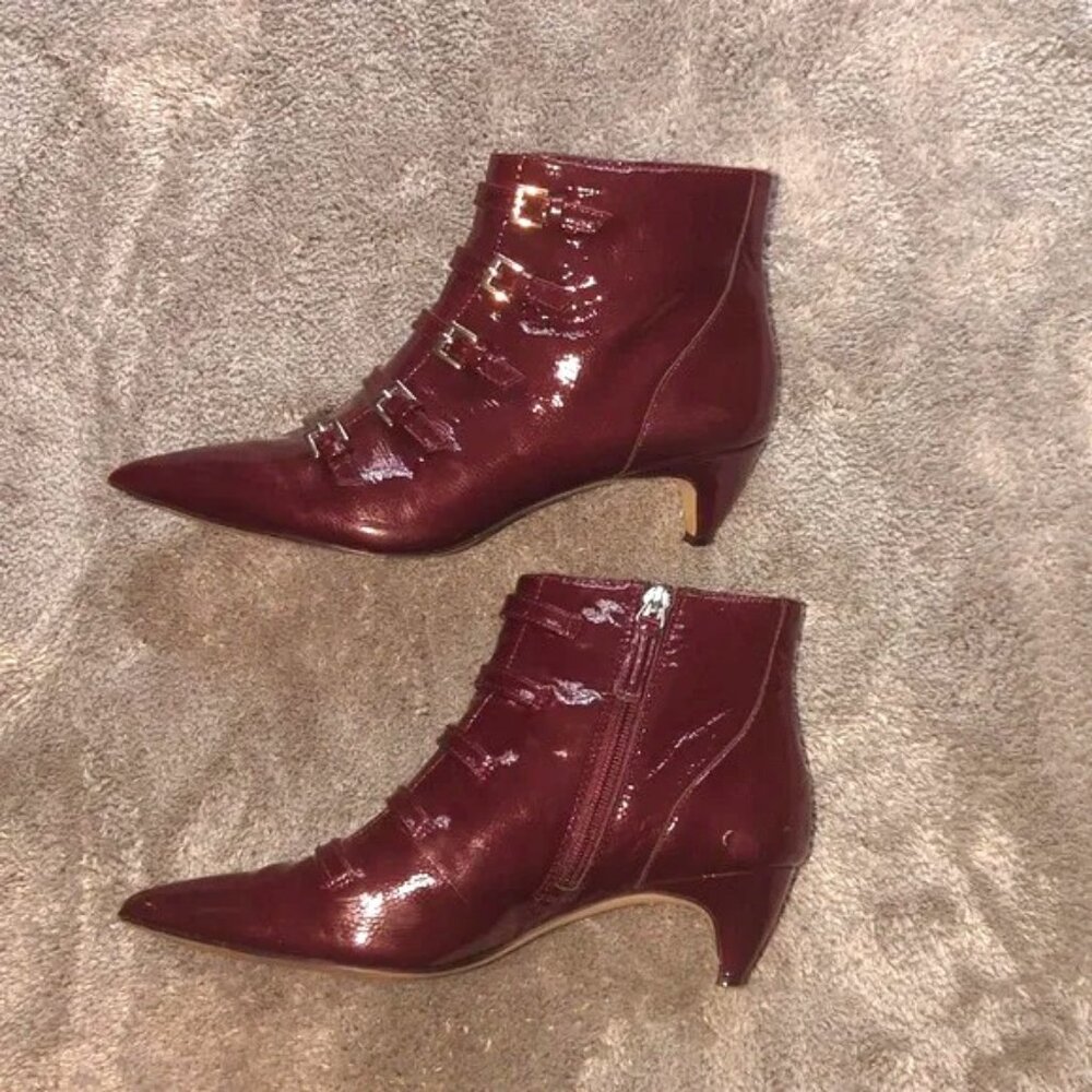 Patent Leather Buckle Booties